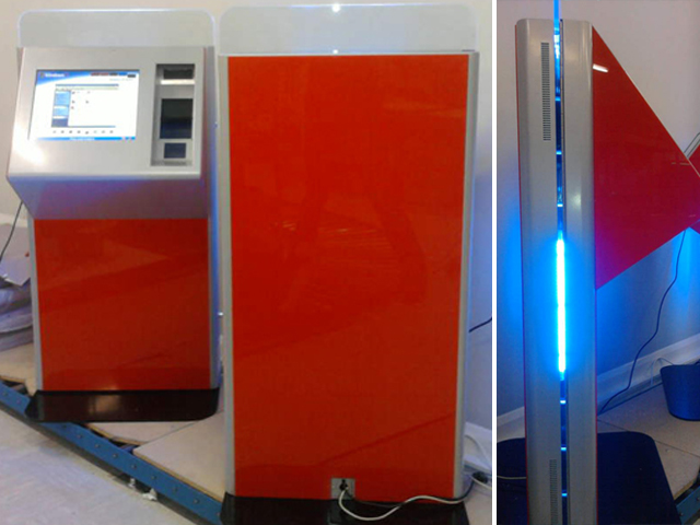 This kiosk, comes with a low level interactive display, suitable for many uses.